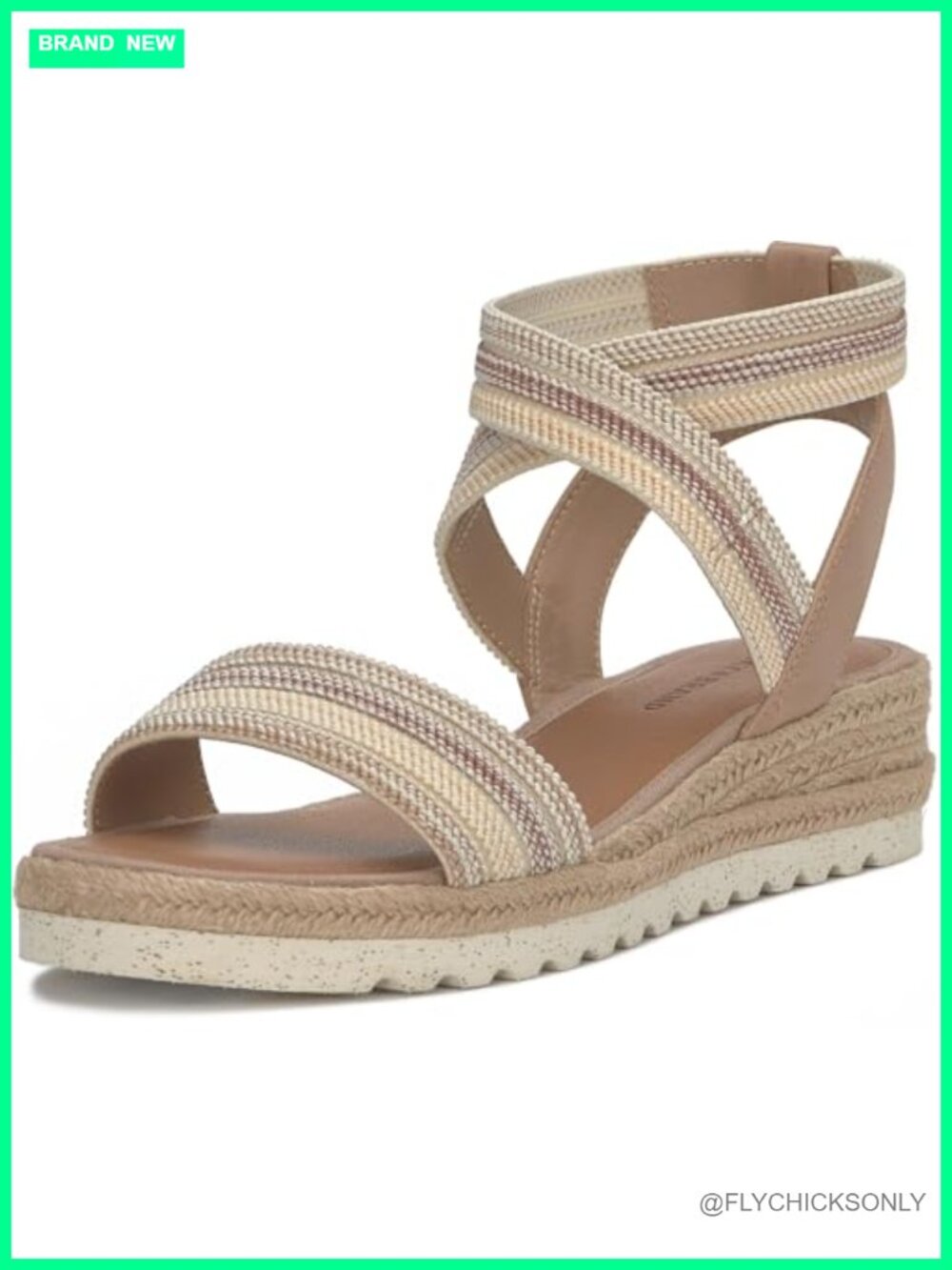 Lucky Brand Cross Strap Espadrille Wedge Sandal 1.8in Open Toe Slip On